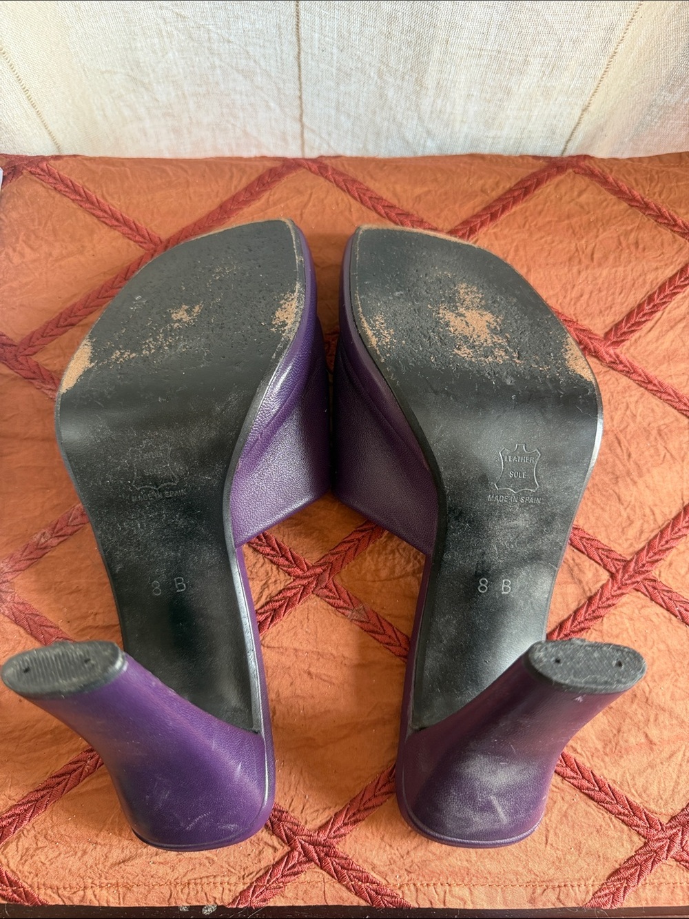 Charles David Purple Leather Platform Mule Heels - Picture 4 of 5